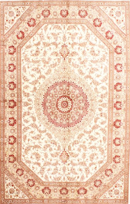 Qum Beige Hand Knotted 51 X 80 Area Rug 254-29501 Image 0
