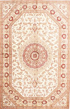 Qum Beige Hand Knotted 5'1" X 8'0"  Area Rug 254-29501
