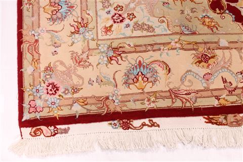 Tabriz Beige Hand Knotted 54 X 80 Area Rug 254-29503 Image 2