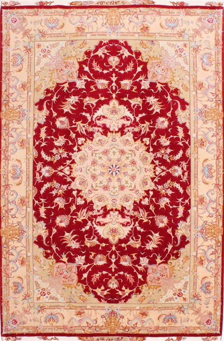 Tabriz Beige Hand Knotted 54 X 80 Area Rug 254-29503 Image 0