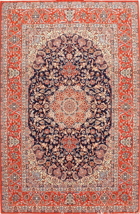 Isfahan Beige Hand Knotted 51 X 710 Area Rug 254-29507 Image 0
