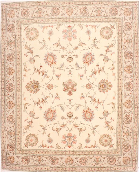 Tabriz Beige Square Hand Knotted 68 X 86 Area Rug 254-29510 Image 0