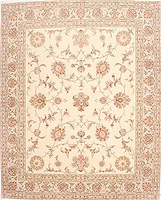 Persian Tabriz Beige Square 7 to 8 ft Wool Carpet 29510