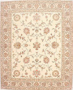 Tabriz Beige Square Hand Knotted 6'8" X 8'6"  Area Rug 254-29510