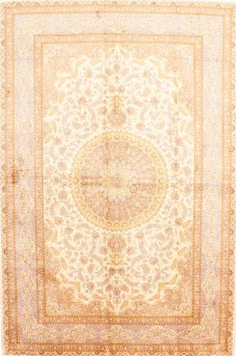 Qum Beige Hand Knotted 52 X 710 Area Rug 254-29514 Image 0