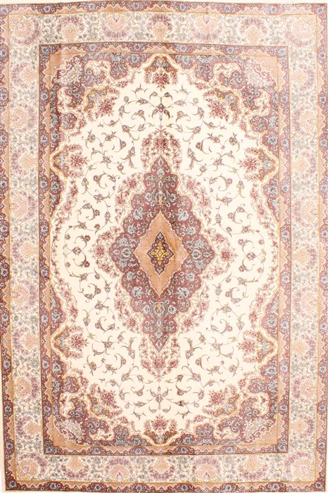Tabriz Beige Hand Knotted 52 X 710 Area Rug 254-29515 Image 0
