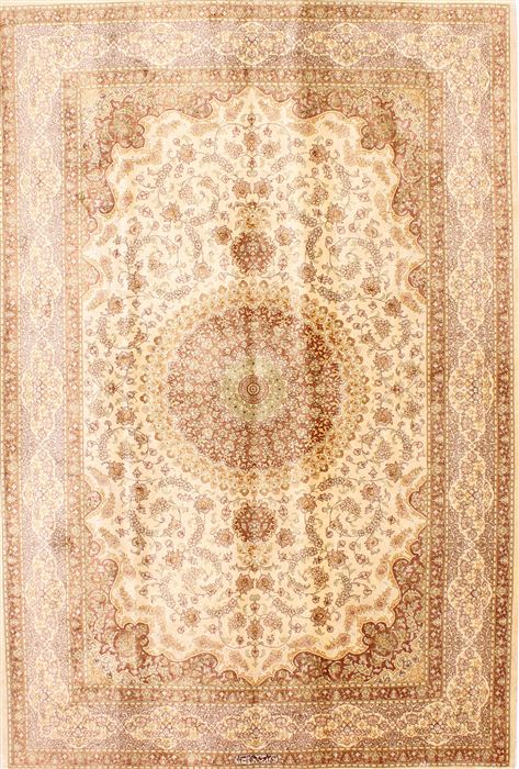 Qum Beige Hand Knotted 52 X 79 Area Rug 254-29516 Image 0