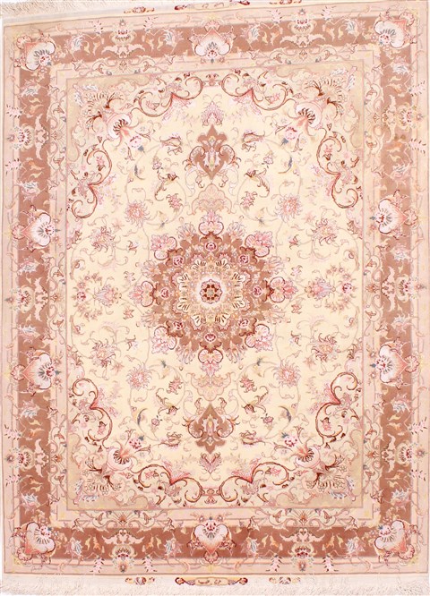 Tabriz Beige Hand Knotted 50 X 68  Area Rug 254-29526 Image 0