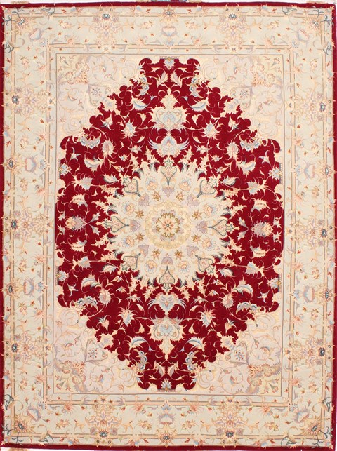 Tabriz Red Hand Knotted 51 X 69 Area Rug 254-29528 Image 0