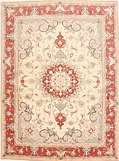 Persian Tabriz Brown Rectangle 5x7 ft Wool Carpet 29529