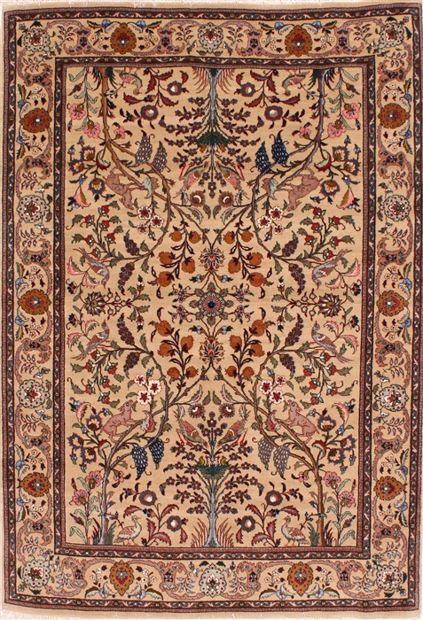 Tabriz Brown Hand Knotted 47 X 67 Area Rug 254-29531 Image 0