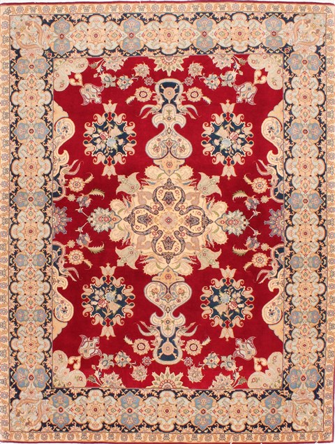 Tabriz Beige Hand Knotted 51 X 68 Area Rug 254-29536 Image 0