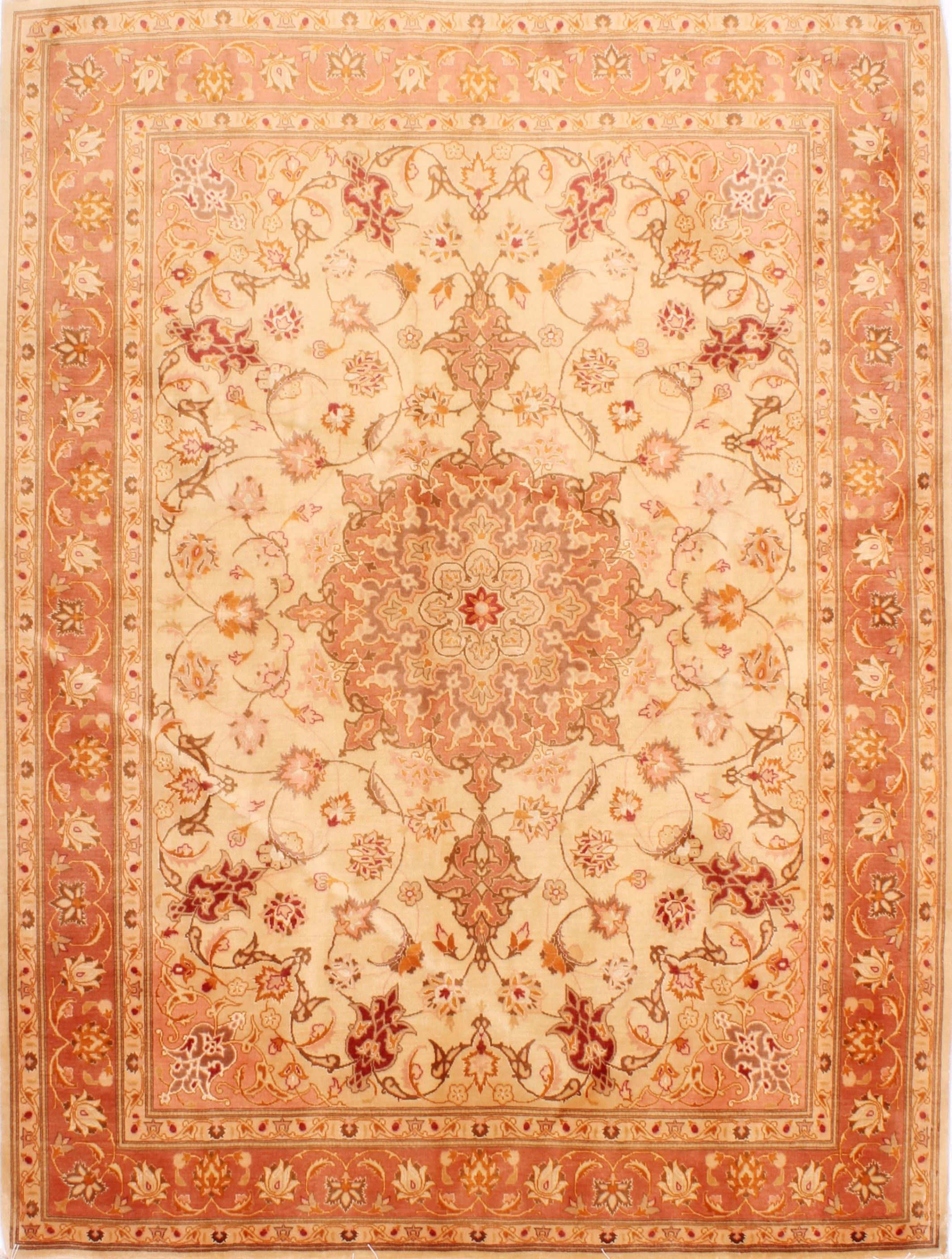Persian Tabriz Beige Rectangle 5x7 ft Wool Carpet 29537 Persian Tabriz Beige Rectangle 5x7 ft Wool Carpet 29537