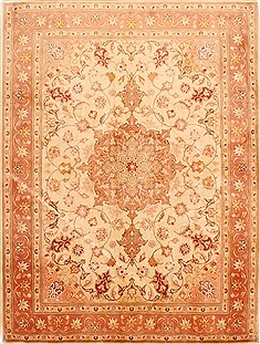 Tabriz Beige Hand Knotted 4'10" X 6'6"  Area Rug 254-29537