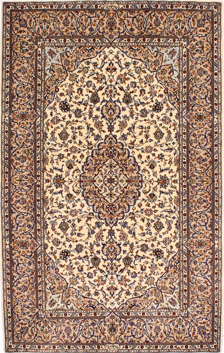 Kashan Beige Hand Knotted 50 X 70 Area Rug 254-29546 Image 0