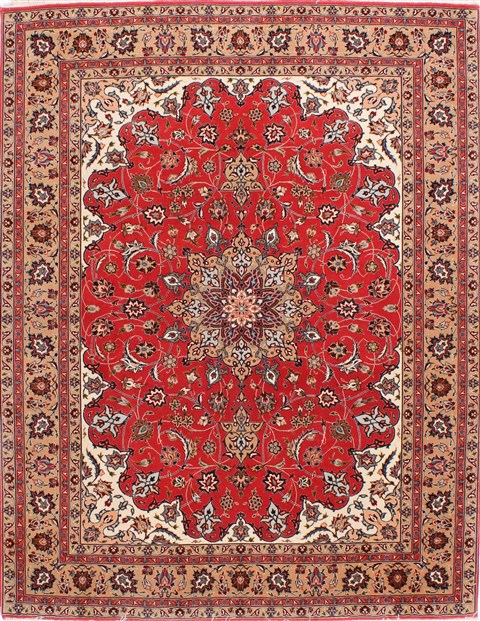 Tabriz Beige Hand Knotted 52 X 68 Area Rug 254-29550 Image 0