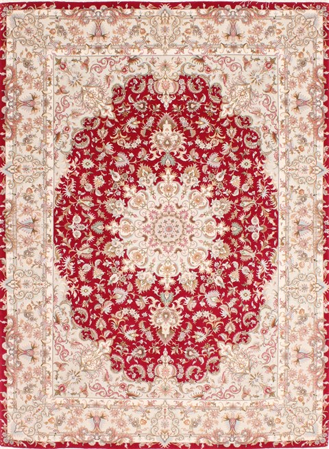 Tabriz Beige Hand Knotted 50 X 68 Area Rug 254-29552 Image 0