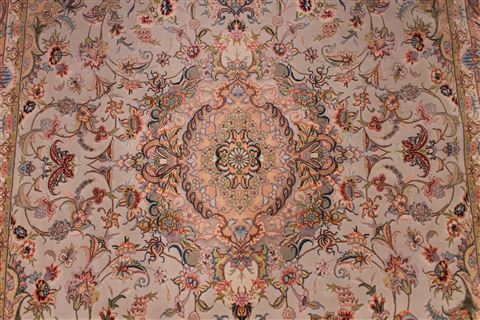 Tabriz Beige Hand Knotted 50 X 69 Area Rug 254-29553 Image 3