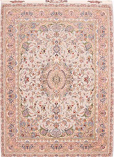 Persian Tabriz Beige Rectangle 5x7 ft Wool Carpet 29553