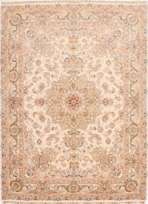 Tabriz Beige Hand Knotted 51 X 70 Area Rug 254-29554 Image 0
