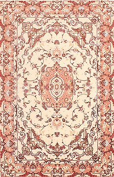 Persian Tabriz Beige Rectangle 3x5 ft Wool Carpet 29557