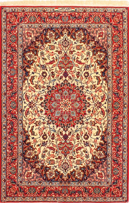 Isfahan Beige Hand Knotted 36 X 53 Area Rug 254-29558 Image 0