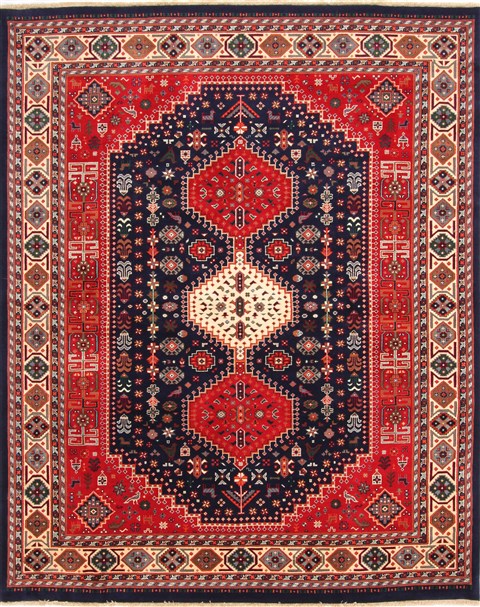 Shiraz Blue Hand Knotted 80 X 100 Area Rug 254-29582 Image 0