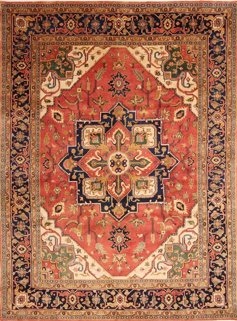 Heriz Beige Hand Knotted 91 X 120 Area Rug 254-29584 Image 0