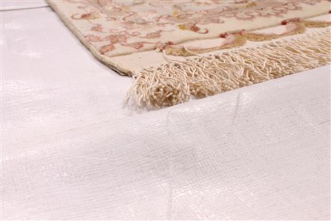 Tabriz Beige Hand Knotted 82 X 100 Area Rug 254-29591 Image 1