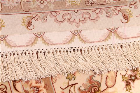 Tabriz Beige Hand Knotted 82 X 100 Area Rug 254-29591 Image 6