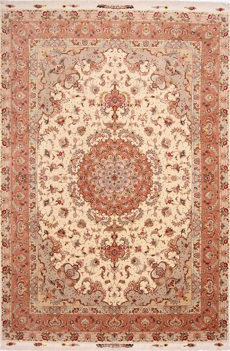 Tabriz Beige Hand Knotted 82 X 122 Area Rug 254-29592 Image 0
