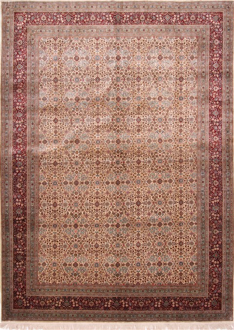 Hereke Beige Hand Knotted 88 X 116  Area Rug 254-29594 Image 0