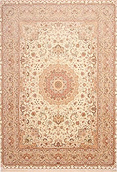 Tabriz Beige Hand Knotted 8'2" X 11'10"  Area Rug 254-29602