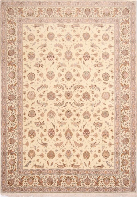 Tabriz Beige Hand Knotted 83 X 118 Area Rug 254-29604 Image 0