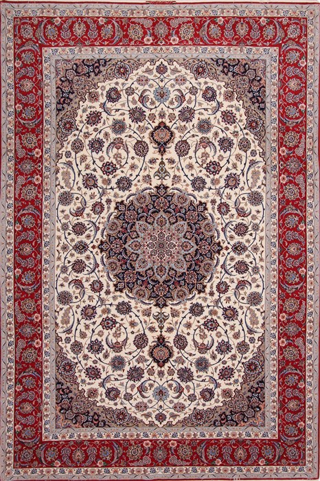 Isfahan White Hand Knotted 85 X 124 Area Rug 254-29606 Image 0