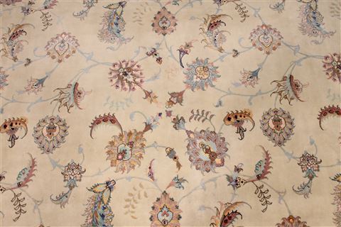 Tabriz Beige Hand Knotted 82 X 120 Area Rug 254-29612 Image 3