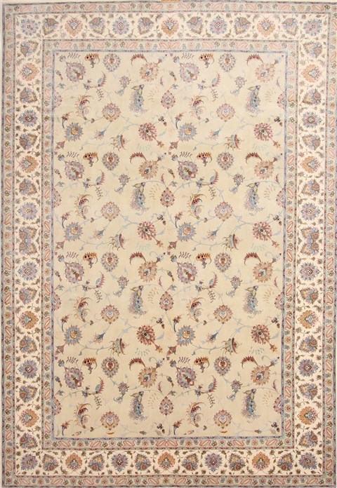 Tabriz Beige Hand Knotted 82 X 120 Area Rug 254-29612 Image 0