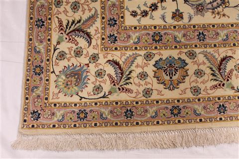 Tabriz Beige Hand Knotted 84 X 118 Area Rug 254-29614 Image 2