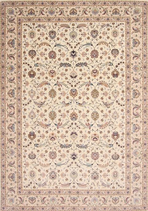 Tabriz Beige Hand Knotted 84 X 118 Area Rug 254-29614 Image 0