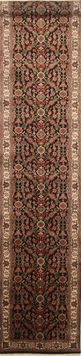 Hamedan Beige Runner Hand Knotted 27 X 156 Area Rug 250-29621 Image 0