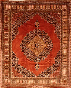 Tabriz Orange Hand Knotted 8'0" X 10'0"  Area Rug 100-29622