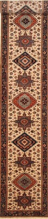 Karajeh Blue Runner Hand Knotted 26 X 200 Area Rug 250-29635 Image 0