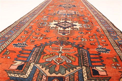 Hossein Abad Blue Runner Hand Knotted 33 X 149 Area Rug 250-29641 Image 3