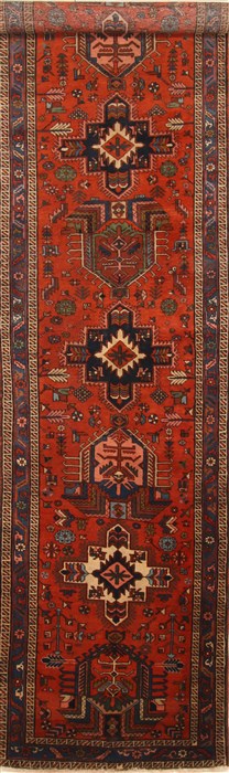 Hossein Abad Blue Runner Hand Knotted 33 X 149 Area Rug 250-29641 Image 0