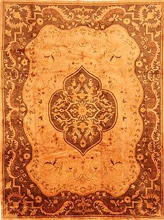 Turkish Tabriz Beige Rectangle 9x12 ft Wool Carpet 29643