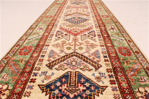 Kazak Blue Runner Hand Knotted 27 X 128 Area Rug 250-29650 Image 2
