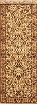 Indian Oushak Beige Runner 10 to 12 ft Wool Carpet 29657