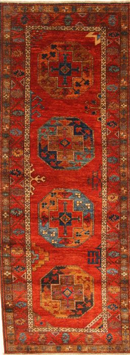 Pishavar Red Runner Hand Knotted 35 X 92 Area Rug 250-29659 Image 0