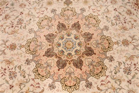 Tabriz Beige Hand Knotted 82 X 1110 Area Rug 254-29663 Image 2