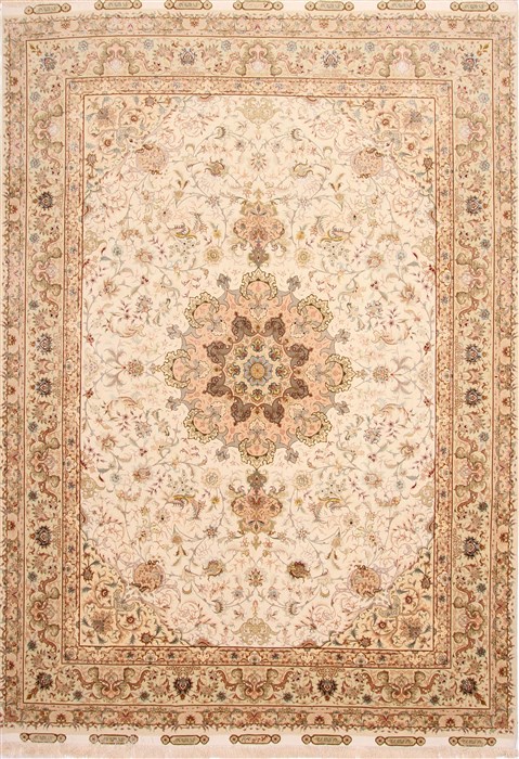 Tabriz Beige Hand Knotted 82 X 1110 Area Rug 254-29663 Image 0